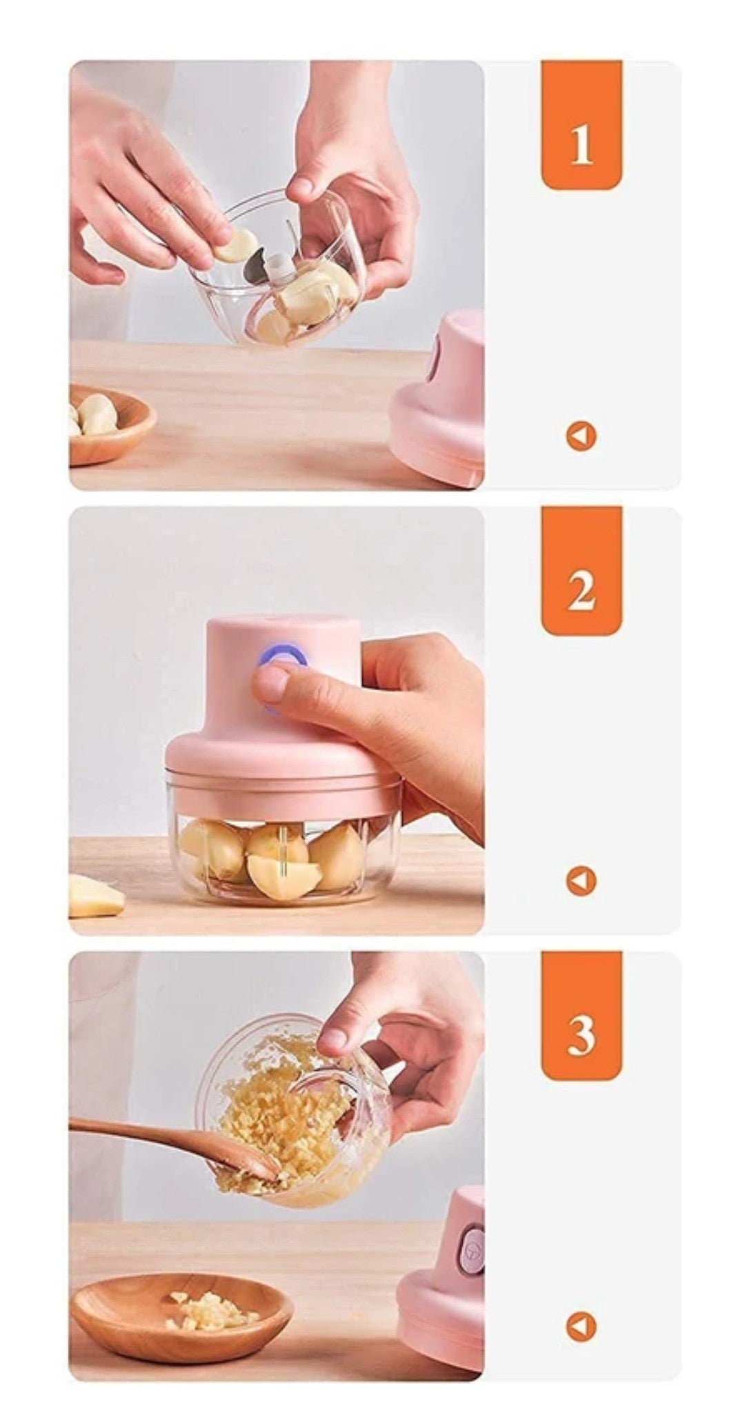 Vegetable and fruit chopper USB charging, 250ml electric